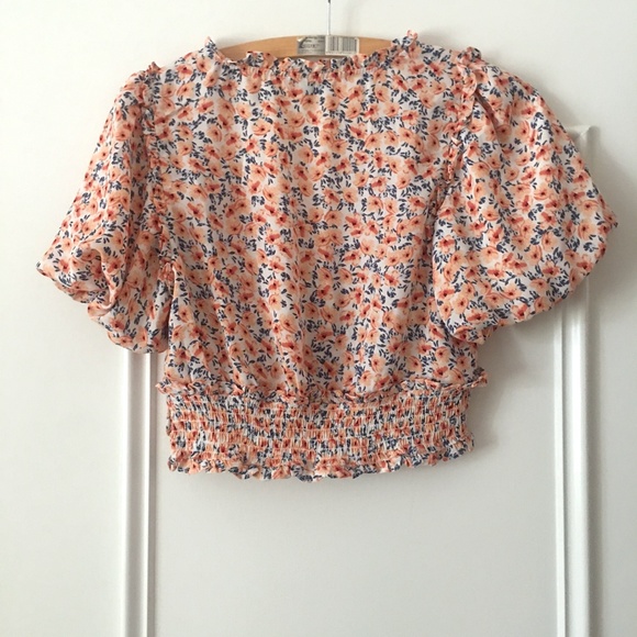 Dynamite orange and white dainty floral crop top XS - Picture 3 of 12